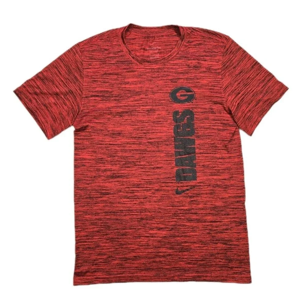 Mens Nike DriFit Georgia University Bulldogs UGA T Shirt Red Black Small